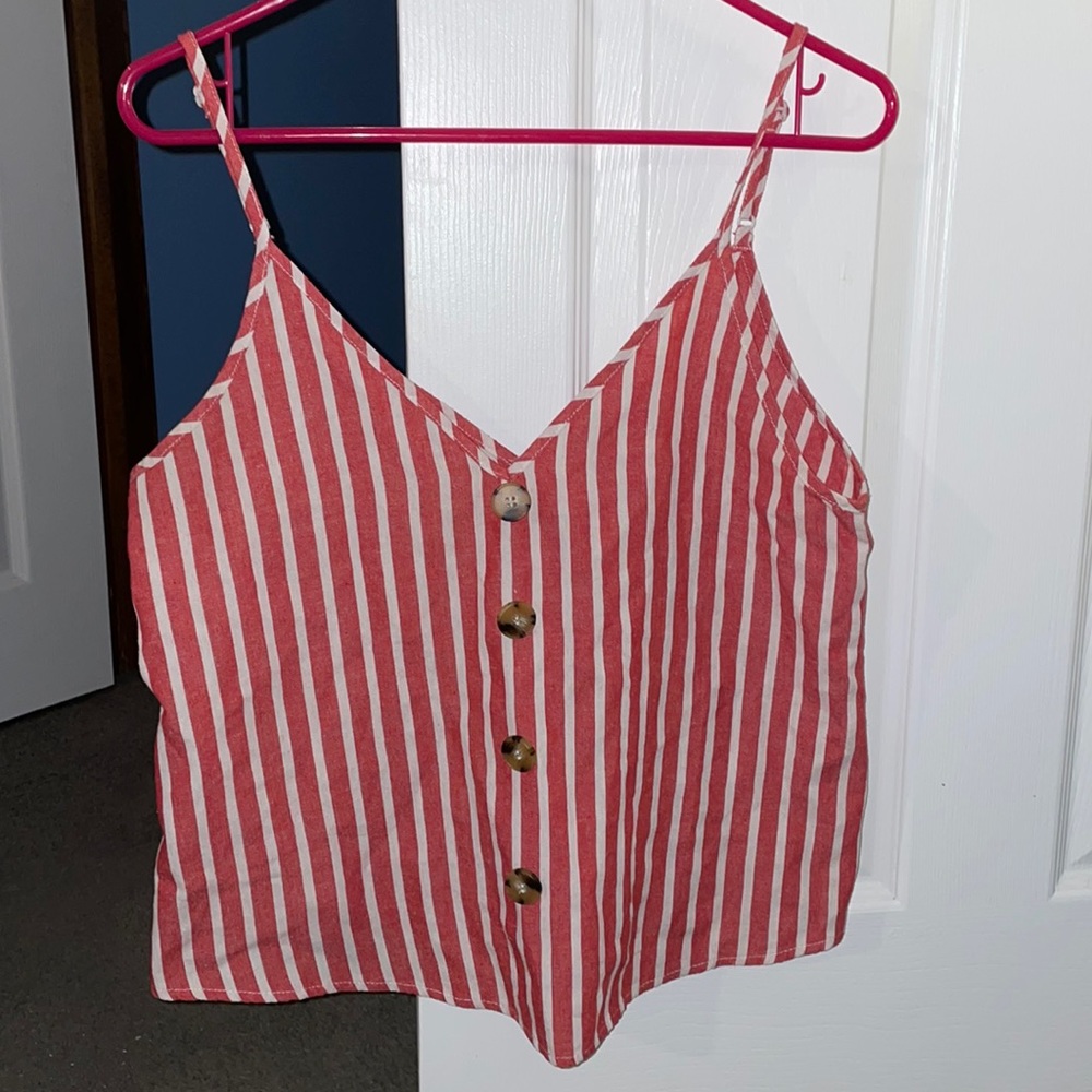 Striped tank top with buttons on the front